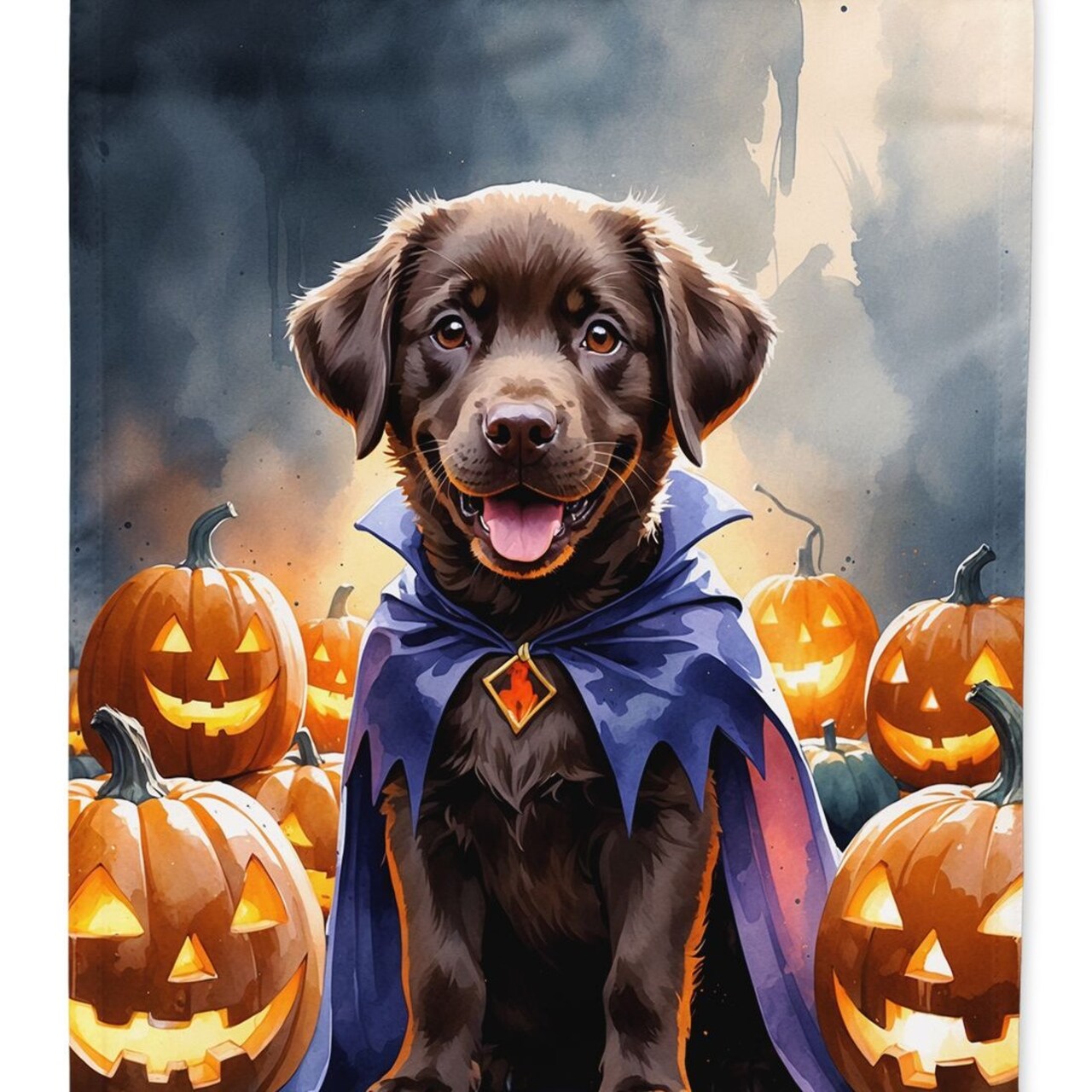 Edge Collections - 28" x 40" - Multicolor - Chocolate Labrador Retriever Puppy Large Halloween House Flag Decorative Sleeve Pole - 1 Piece